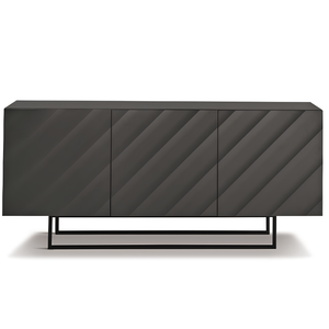 Madia 3 ante in legno antracite 180x80h con base base slitta in metallo nero - Fiorenza