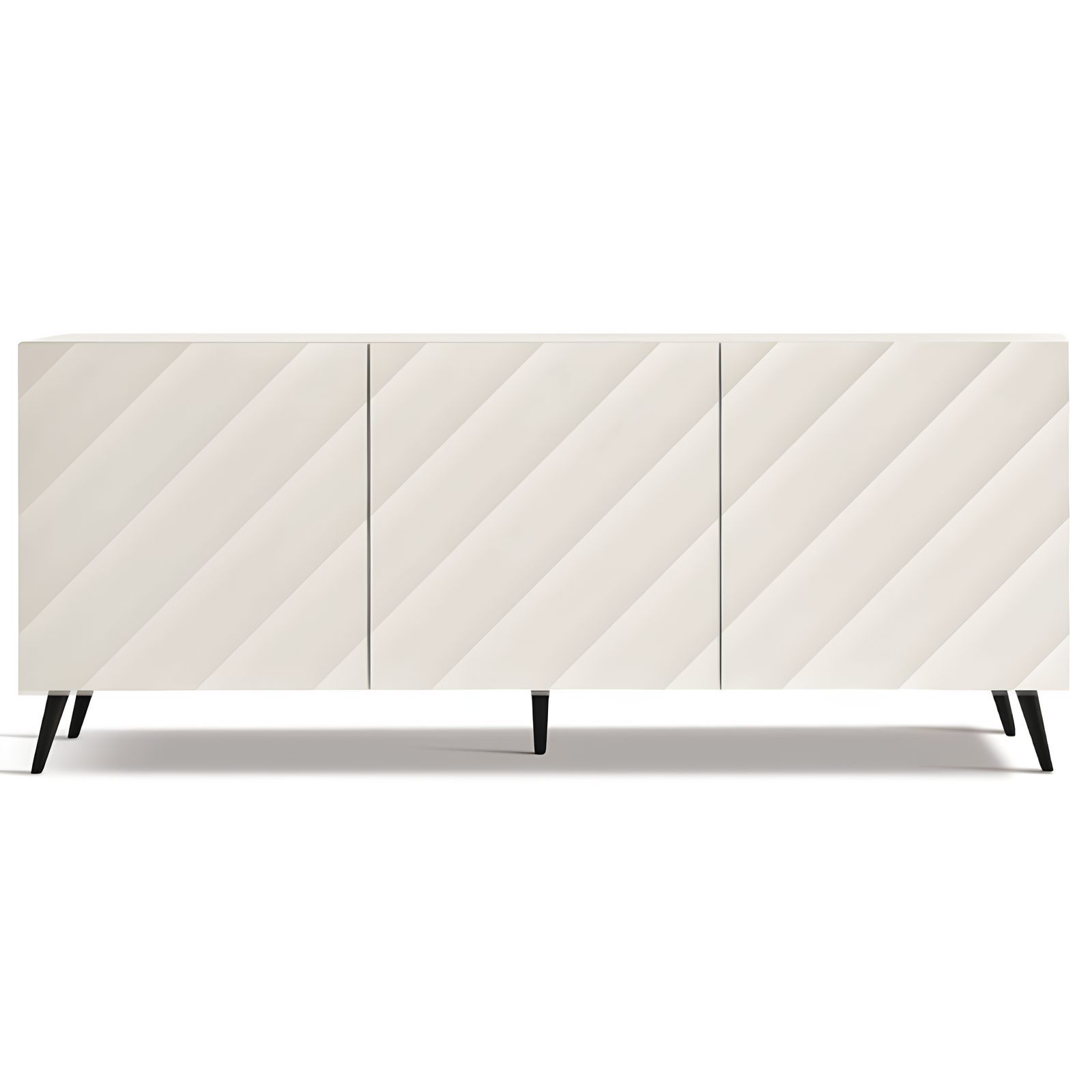 Madia 3 ante in legno bianco 180x80h con 5 gambe in metallo nero - Fiorenza