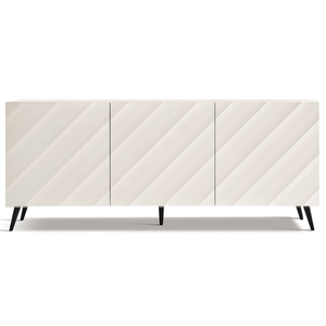 Madia 3 ante in legno bianco 180x80h con 5 gambe in metallo nero - Fiorenza