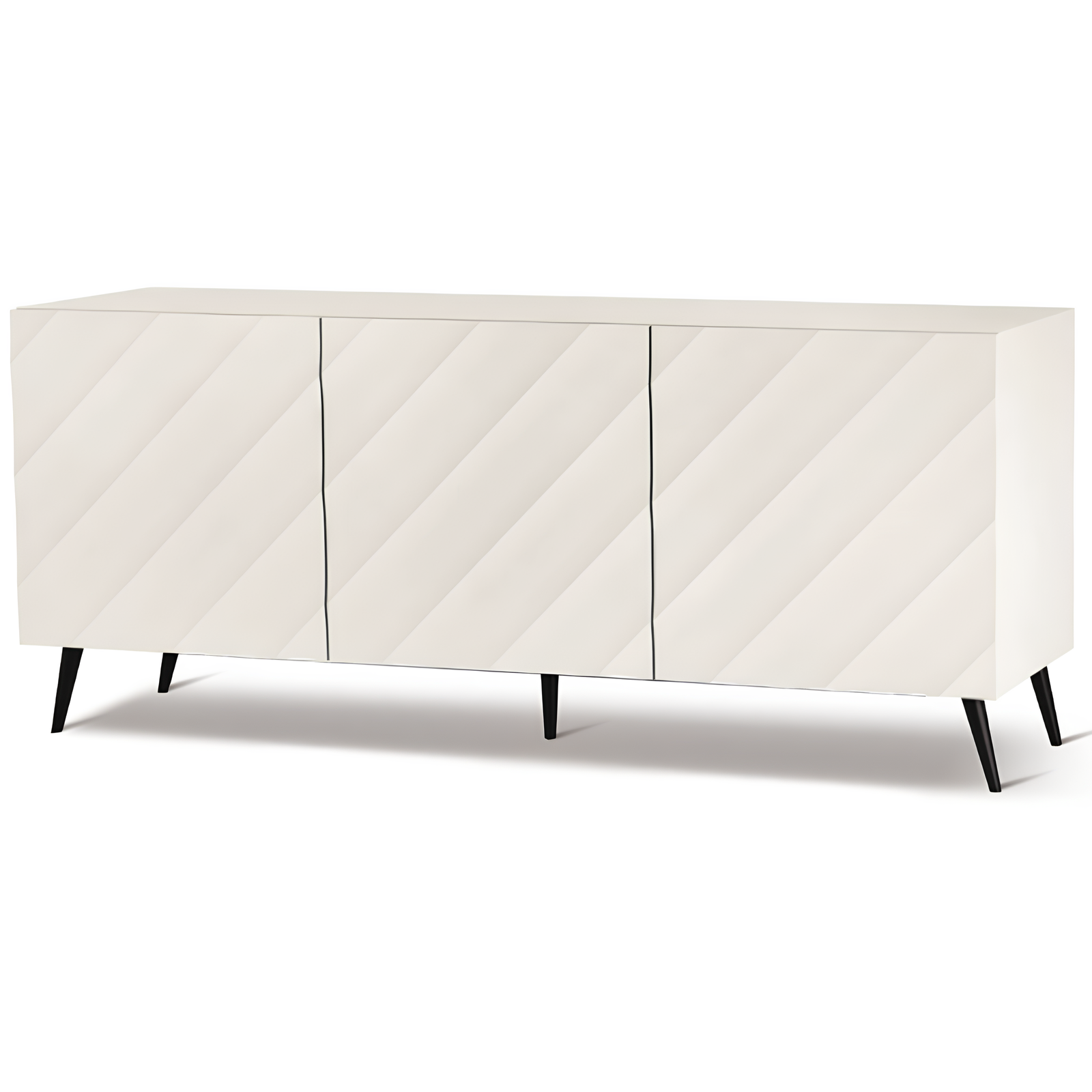 Madia 3 ante in legno bianco 180x80h con 5 gambe in metallo nero - Fiorenza