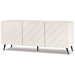 Madia 3 ante in legno bianco 180x80h con 5 gambe in metallo nero - Fiorenza