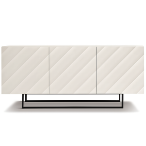 Madia 3 ante in legno bianco 180x80h con base base slitta in metallo nero - Fiorenza