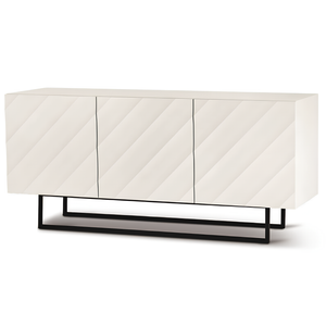 Madia 3 ante in legno bianco 180x80h con base base slitta in metallo nero - Fiorenza