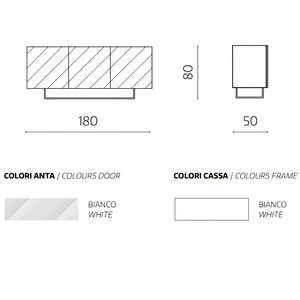 Madia 3 ante in legno bianco 180x80h con base base slitta in metallo nero - Fiorenza