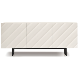 Madia 3 ante in legno bianco 180x80h con base traverso in metallo nero - Fiorenza
