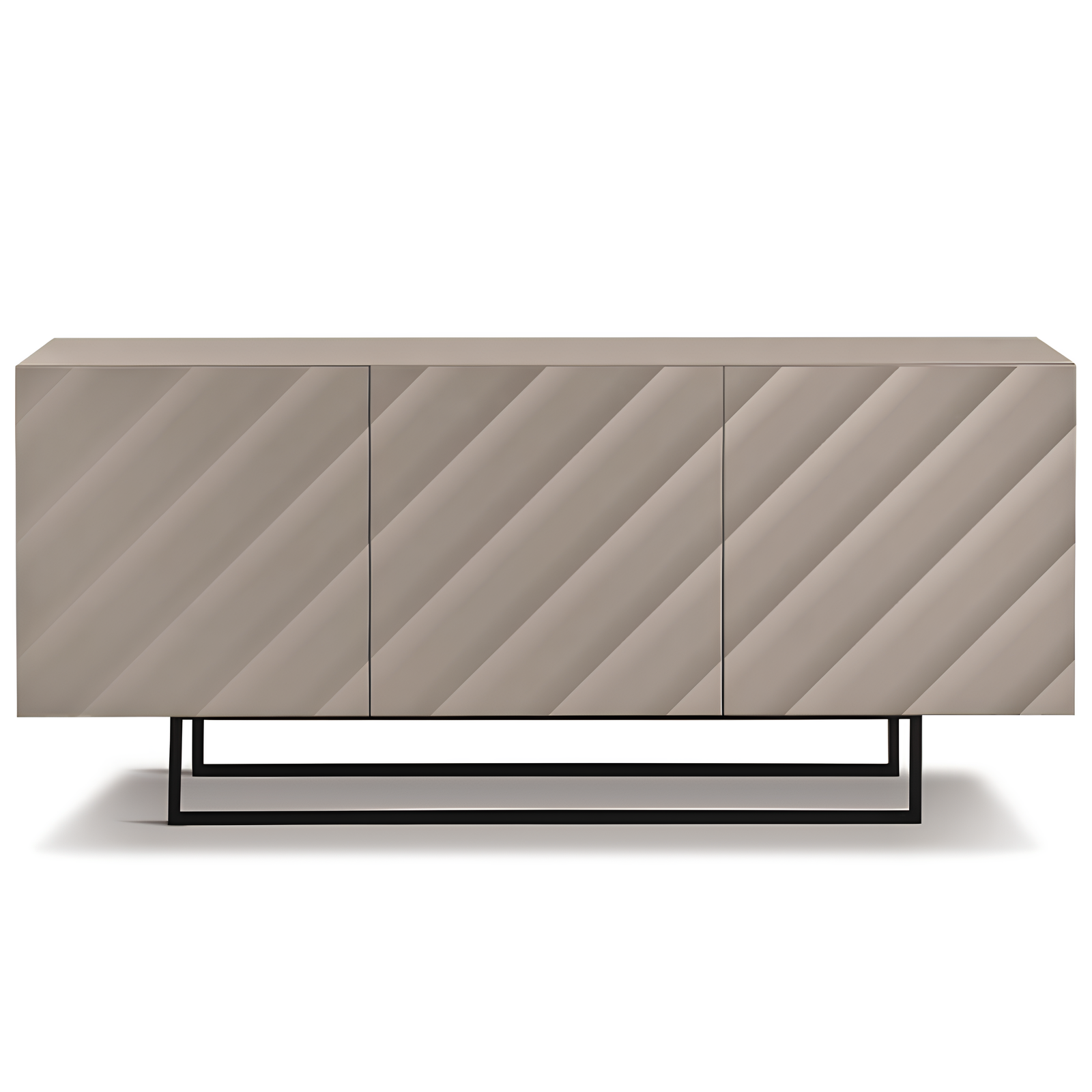 Madia 3 ante in legno tortora 180x80h con base base slitta in metallo nero - Fiorenza