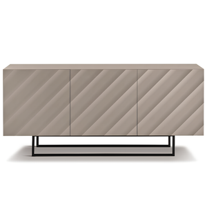 Madia 3 ante in legno tortora 180x80h con base base slitta in metallo nero - Fiorenza