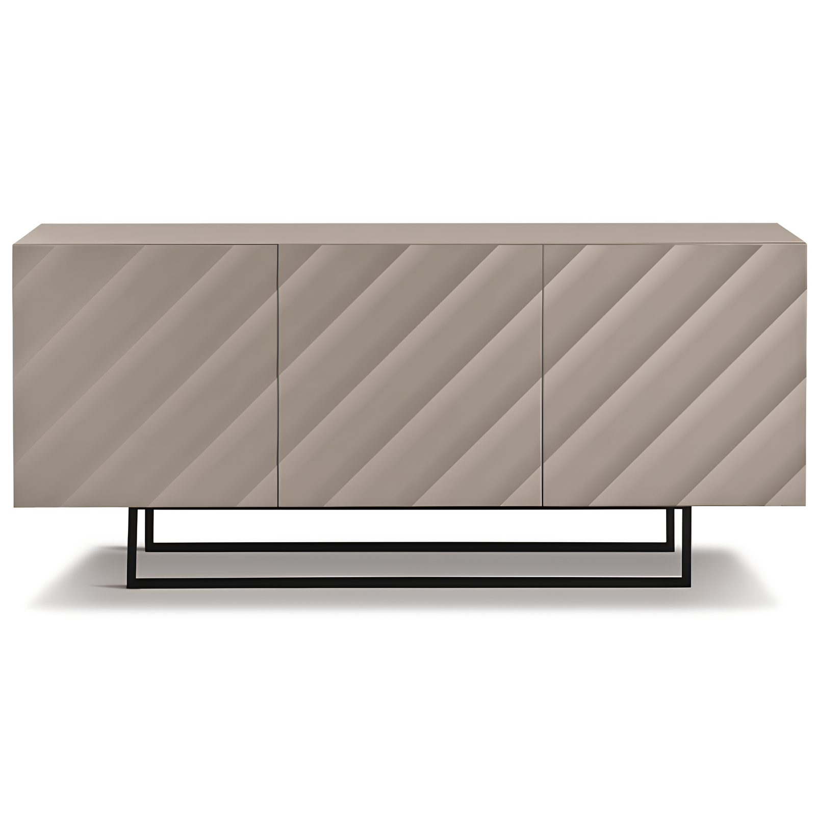 Madia 3 ante in legno tortora 180x80h con base base slitta in metallo nero - Fiorenza