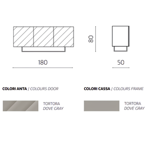 Madia 3 ante in legno tortora 180x80h con base base slitta in metallo nero - Fiorenza