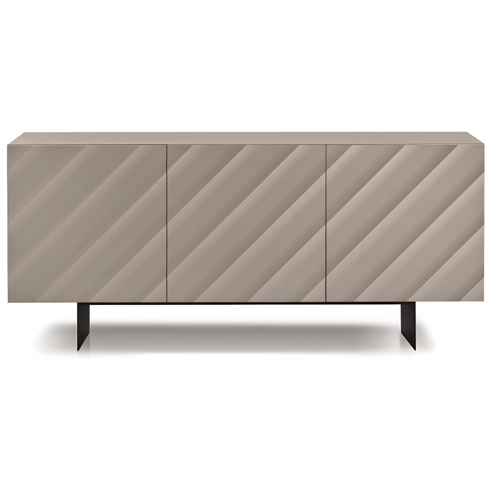 Madia 3 ante in legno tortora 180x80h con base traverso in metallo nero - Fiorenza