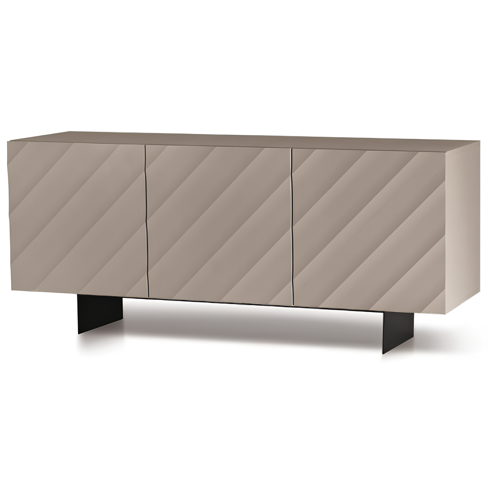 Madia 3 ante in legno tortora 180x80h con base traverso in metallo nero - Fiorenza