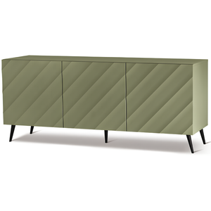 Madia 3 ante in legno verde 180x80h con 5 gambe in metallo nero - Fiorenza