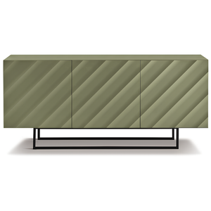 Madia 3 ante in legno verde 180x80h con base base slitta in metallo nero - Fiorenza