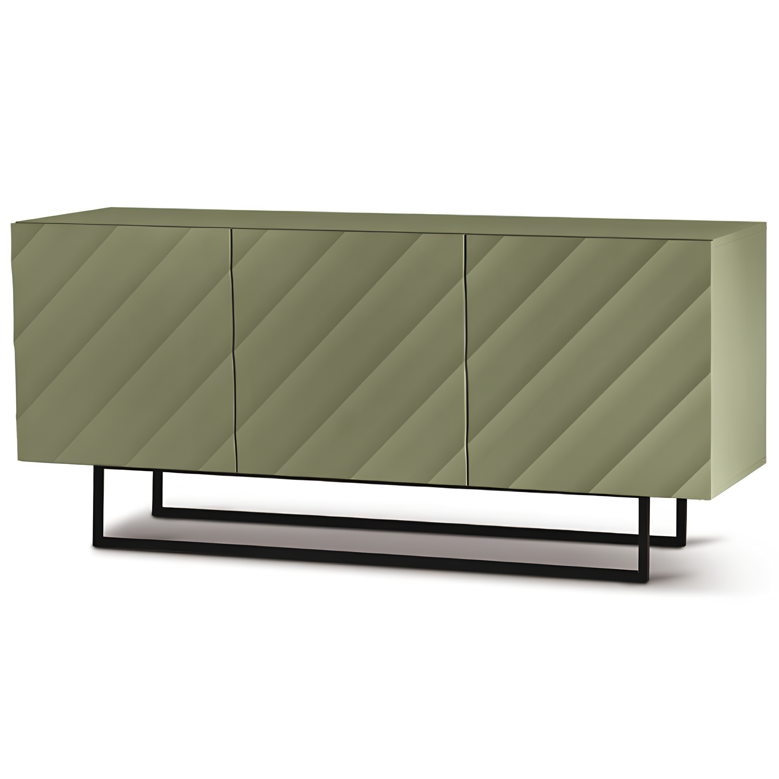 Madia 3 ante in legno verde 180x80h con base base slitta in metallo nero - Fiorenza