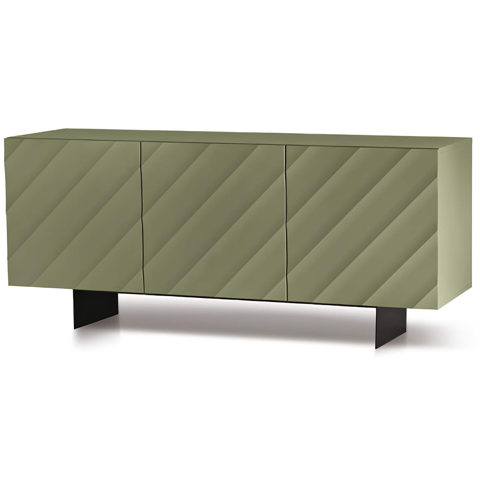 Madia 3 ante in legno verde 180x80h con base traverso in metallo nero - Fiorenza