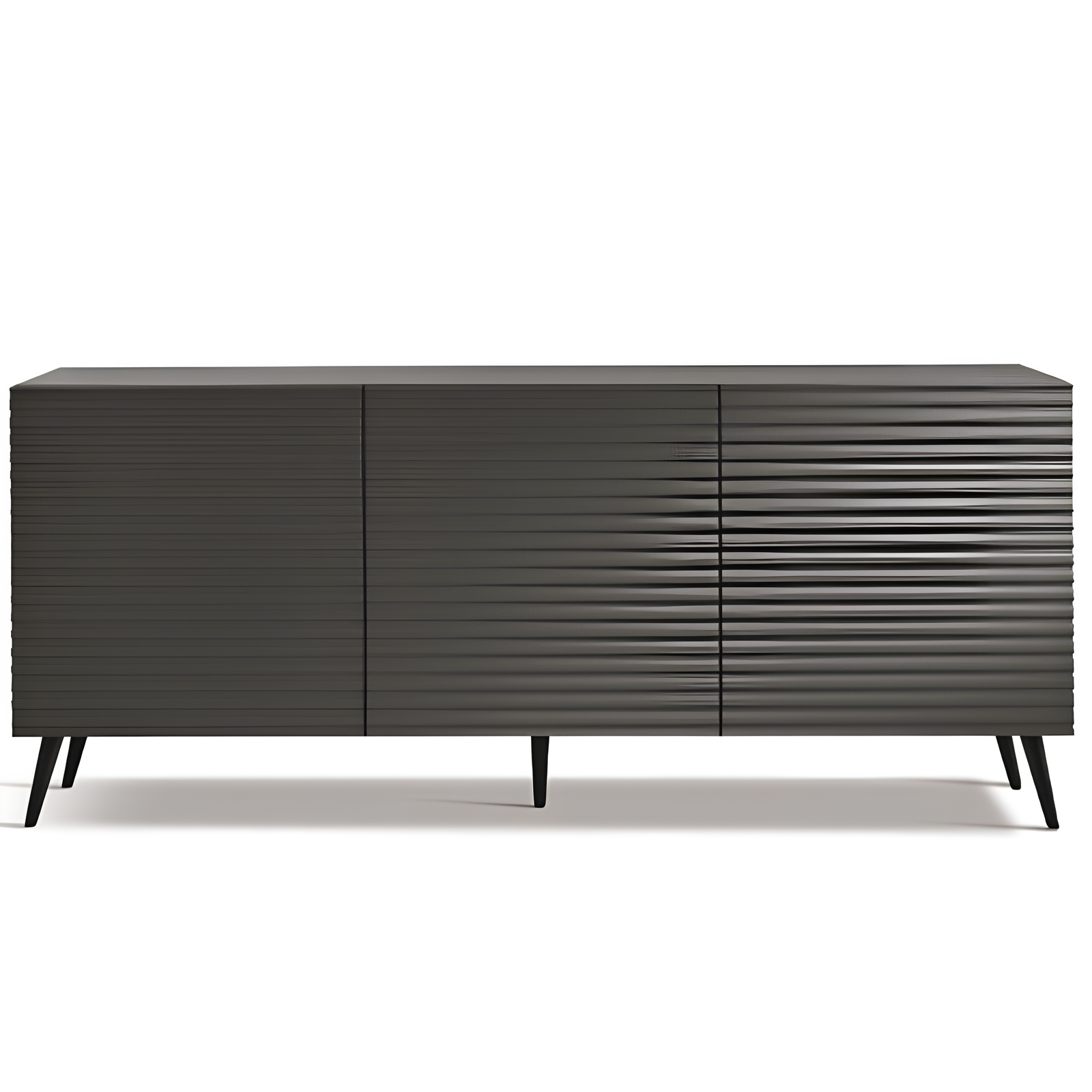 Madia moderna 180x80h in legno antracite 3 ante con 5 gambe in metallo nero - Orchidea