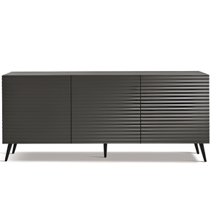Madia moderna 180x80h in legno antracite 3 ante con 5 gambe in metallo nero - Orchidea