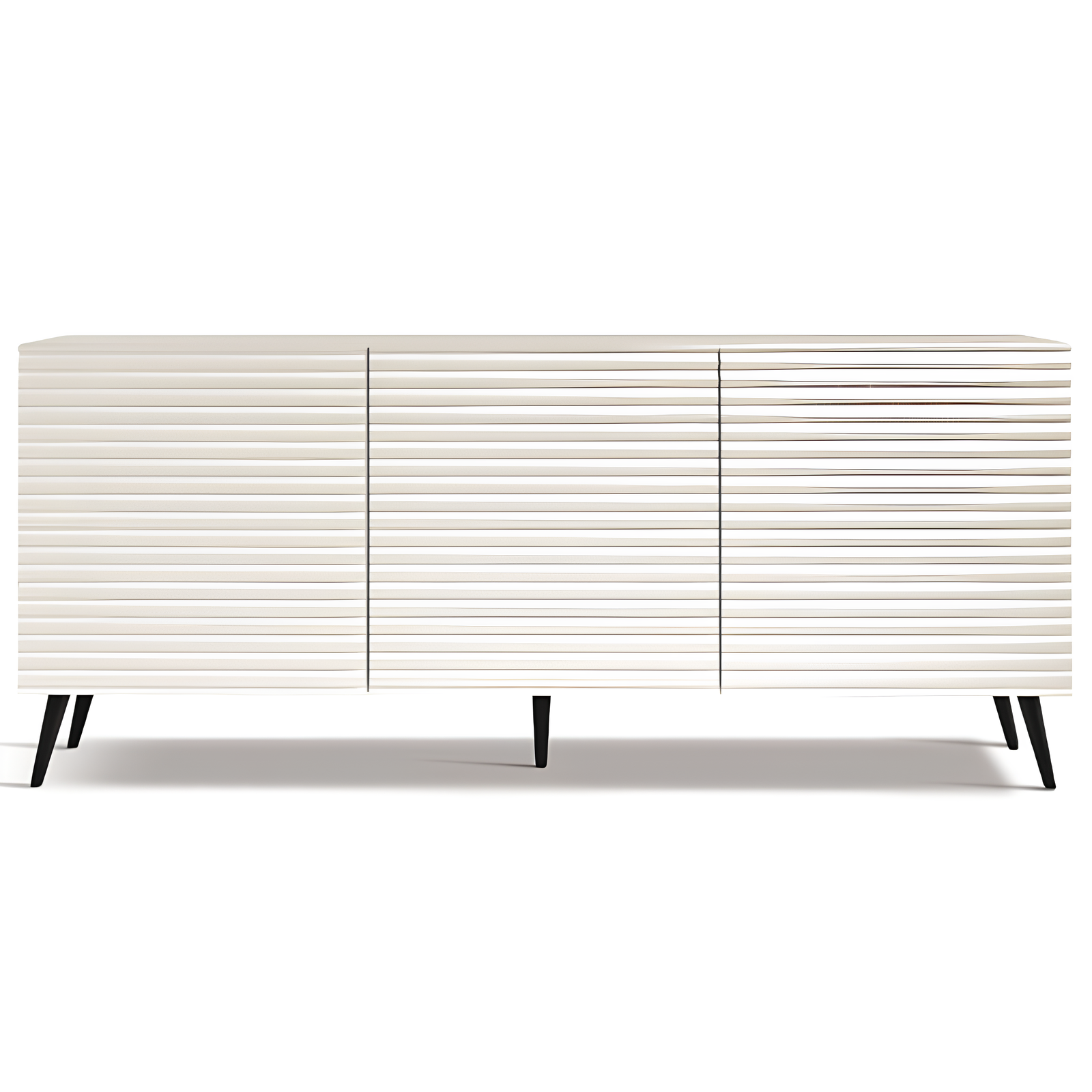 Madia moderna 180x80h in legno bianco 3 ante con 5 gambe in metallo nero - Orchidea