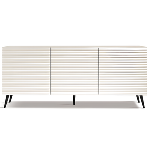 Madia moderna 180x80h in legno bianco 3 ante con 5 gambe in metallo nero - Orchidea