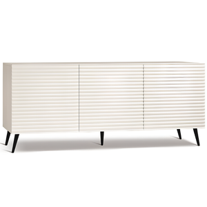Madia moderna 180x80h in legno bianco 3 ante con 5 gambe in metallo nero - Orchidea
