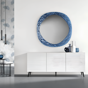 Madia moderna 180x80h in legno bianco 3 ante con 5 gambe in metallo nero - Orchidea