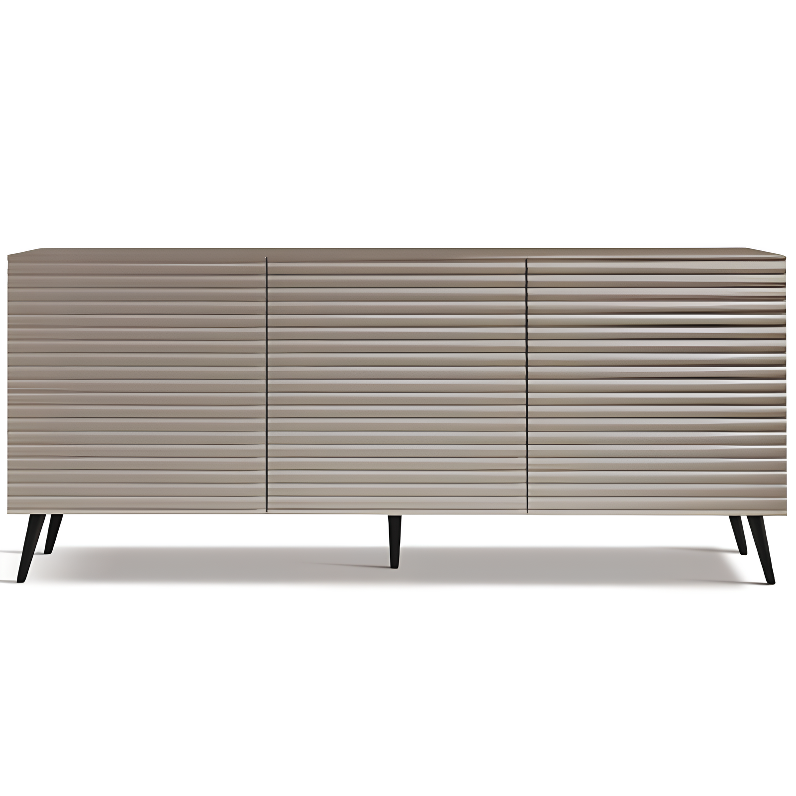 Madia moderna 180x80h in legno tortora 3 ante con 5 gambe in metallo nero - Orchidea