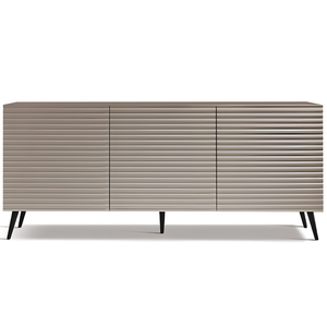 Madia moderna 180x80h in legno tortora 3 ante con 5 gambe in metallo nero - Orchidea