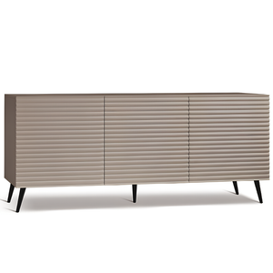 Madia moderna 180x80h in legno tortora 3 ante con 5 gambe in metallo nero - Orchidea