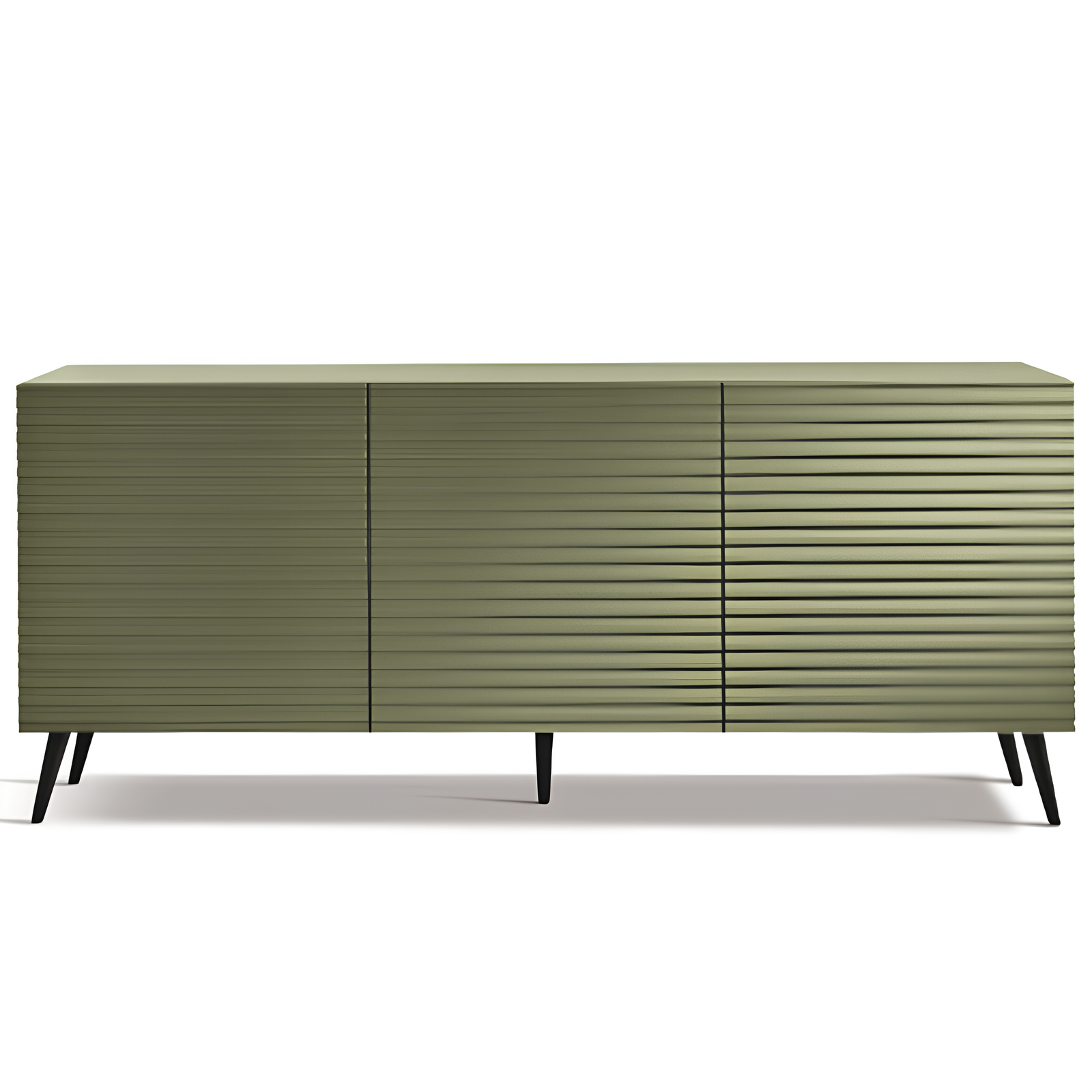 Madia moderna 180x80h in legno verde 3 ante con 5 gambe in metallo nero - Orchidea