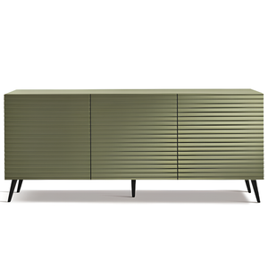 Madia moderna 180x80h in legno verde 3 ante con 5 gambe in metallo nero - Orchidea
