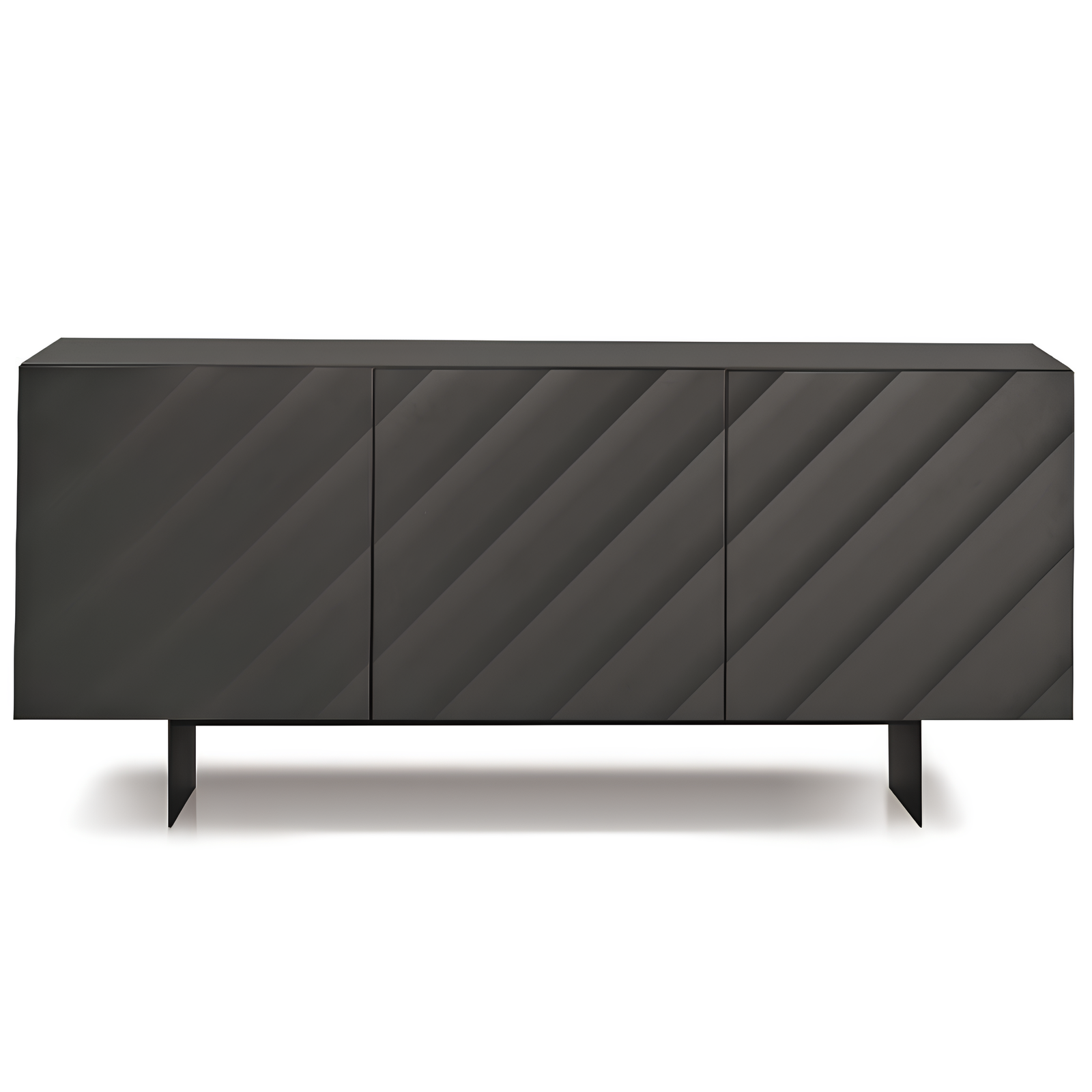 Madia 3 ante in legno antracite 180x80h con base traverso in metallo nero - Fiorenza