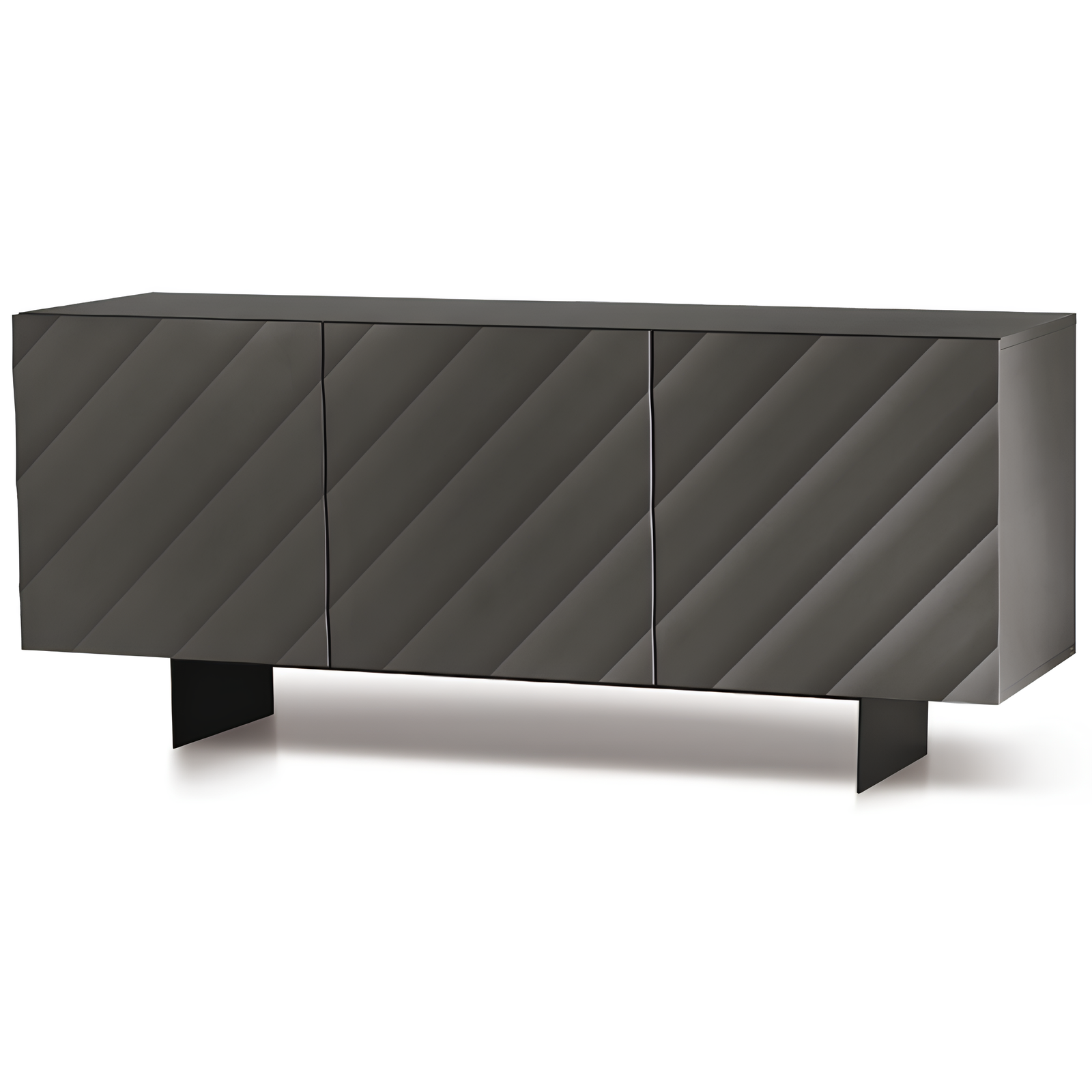 Madia 3 ante in legno antracite 180x80h con base traverso in metallo nero - Fiorenza