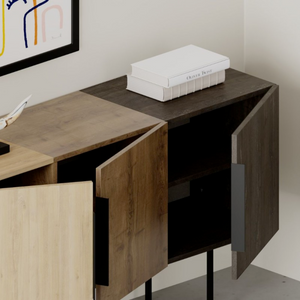 Madia da soggiorno design moderno con 3 ante multicolor con struttura in legno e base in metallo