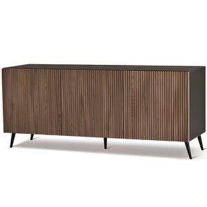 Madia 180x80h con 3 ante in legno color antracite e teak con 5 gambe in metallo nero - Vittoria