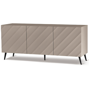 Madia 3 ante in legno tortora 180x80h con 5 gambe in metallo nero - Fiorenza