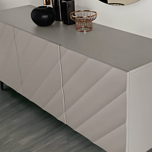 Madia 3 ante in legno tortora 180x80h con 5 gambe in metallo nero - Fiorenza