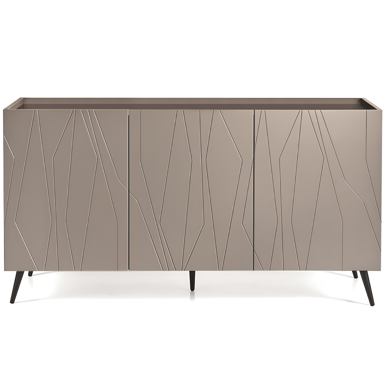 Madia 3 ante in legno tortora 160x89h top in vetro bronzo con 5 gambe in metallo nero - Elysia