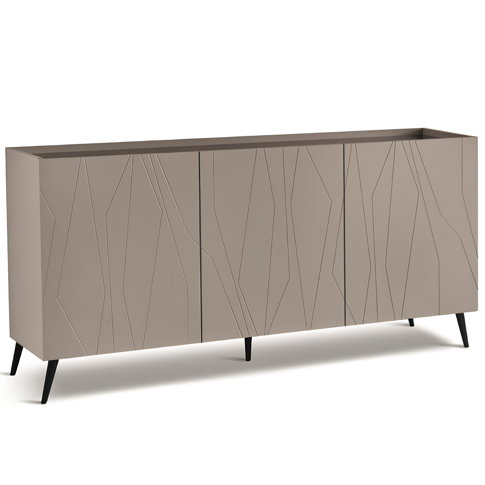 Madia 3 ante in legno tortora 160x89h top in vetro bronzo con 5 gambe in metallo nero - Elysia