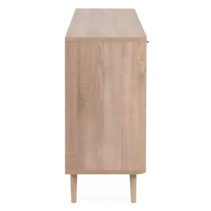 Madia 175 cm con 3 ante 3 cassetti e ripiani interni in legno color rovere effetto rafia - Kuti