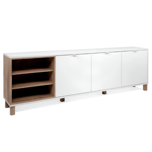 Madia 200 cm da soggiorno design moderno 3 ante e 1 vano a giorno con ripiani - Meno