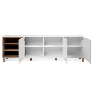 Madia 200 cm da soggiorno design moderno 3 ante e 1 vano a giorno con ripiani - Meno