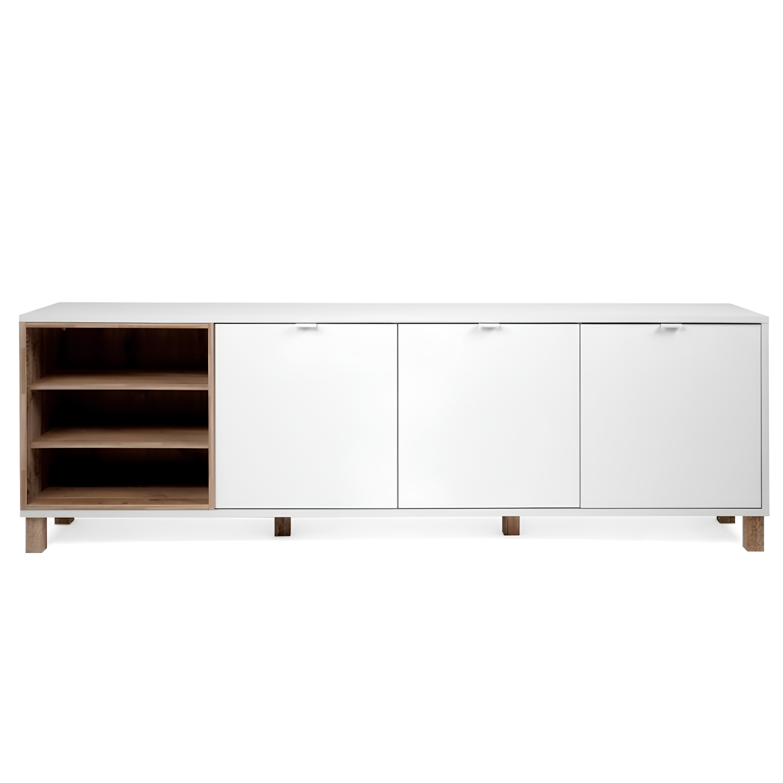 Madia 200 cm da soggiorno design moderno 3 ante e 1 vano a giorno con ripiani - Meno