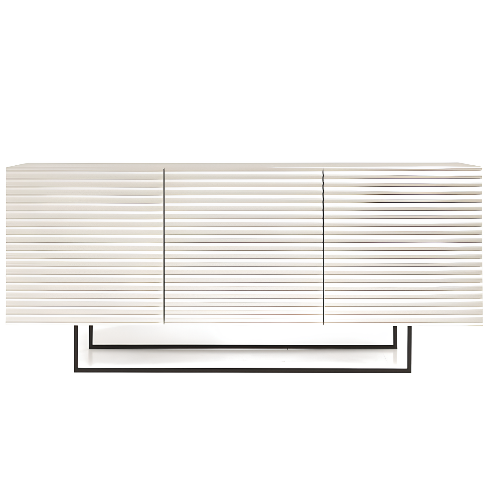 Madia moderna 180x80h in legno bianco 3 ante con base slitta in metallo nero - Orchidea