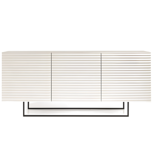 Madia moderna 180x80h in legno bianco 3 ante con base slitta in metallo nero - Orchidea