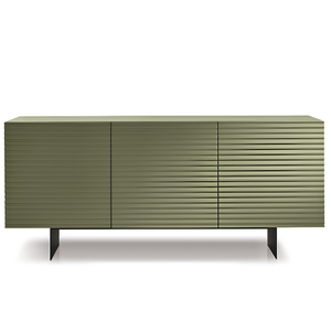 Madia moderna 180x80h in legno verde 3 ante con base traverso in metallo nero - Orchidea