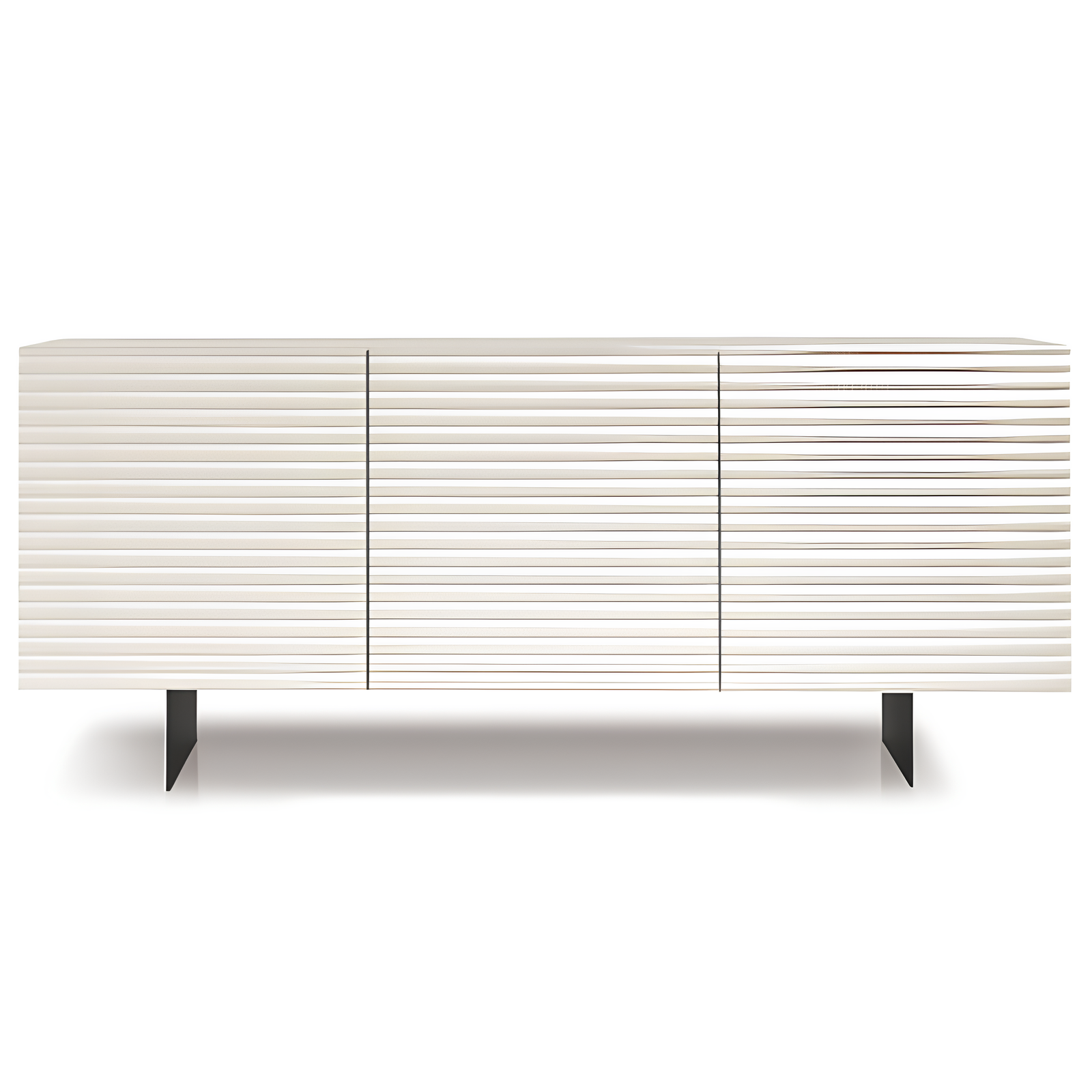 Madia moderna 180x80h in legno bianco 3 ante con base traverso in metallo nero - Orchidea