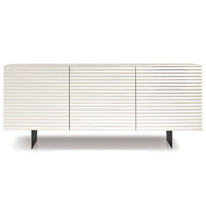 Madia moderna 180x80h in legno bianco 3 ante con base traverso in metallo nero - Orchidea