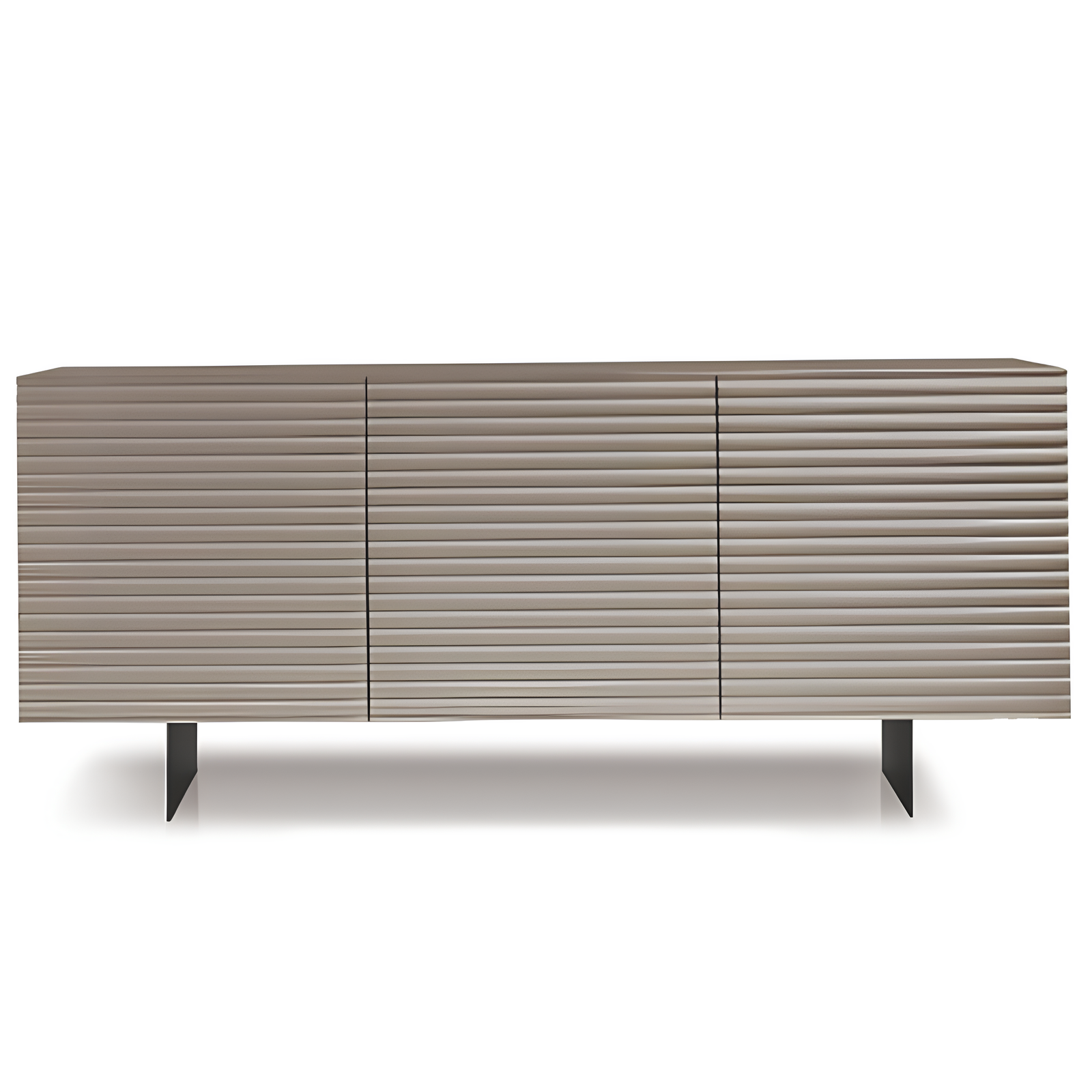 Madia moderna 180x80h in legno tortora 3 ante con base traverso in metallo nero - Orchidea