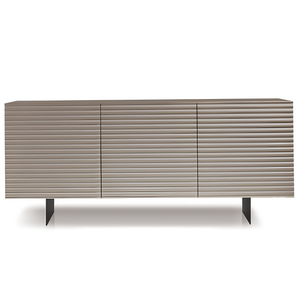 Madia moderna 180x80h in legno tortora 3 ante con base traverso in metallo nero - Orchidea