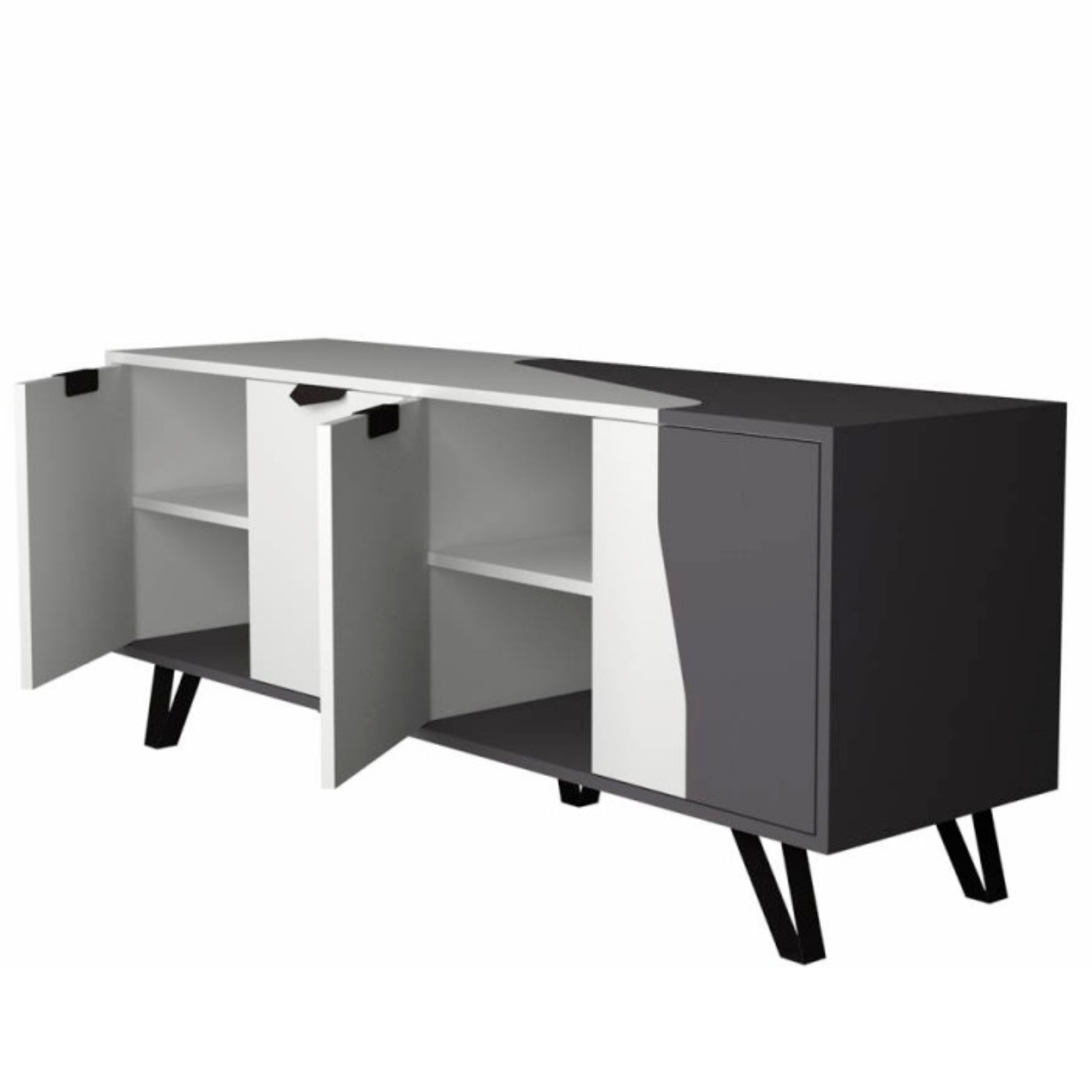 Madia design moderno in legno multiuso per soggiorno con 4 ante e ripiani interni